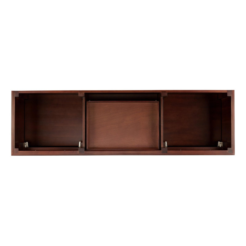 Elmdale 72" Freestanding Mahogany Double Basin Vanity  Rectangular Undermount Sink - 8" Faucet Holes, Arctic White Quartz