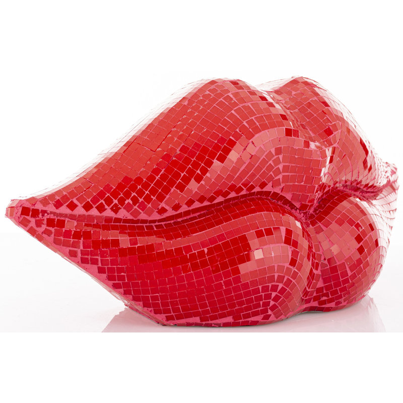 Polyresin Abstract Figurine / Sculpture Decorative Object, 13.5cm H x 28cm W x 9cm D, Red