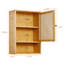 Armoire de rangement en bambou pour salle de bain avec tablette réglable, tiroir ouvert et rangement mural-162386128