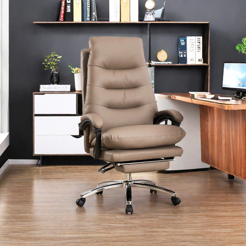Ergonomic Office Chair With Adjustable Height Executive Chair with Headrest, Coffee