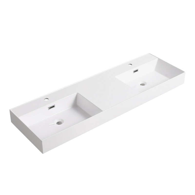 Lavabo de salle de bain en résine, lavabo rectangulaire de conception contemporaine