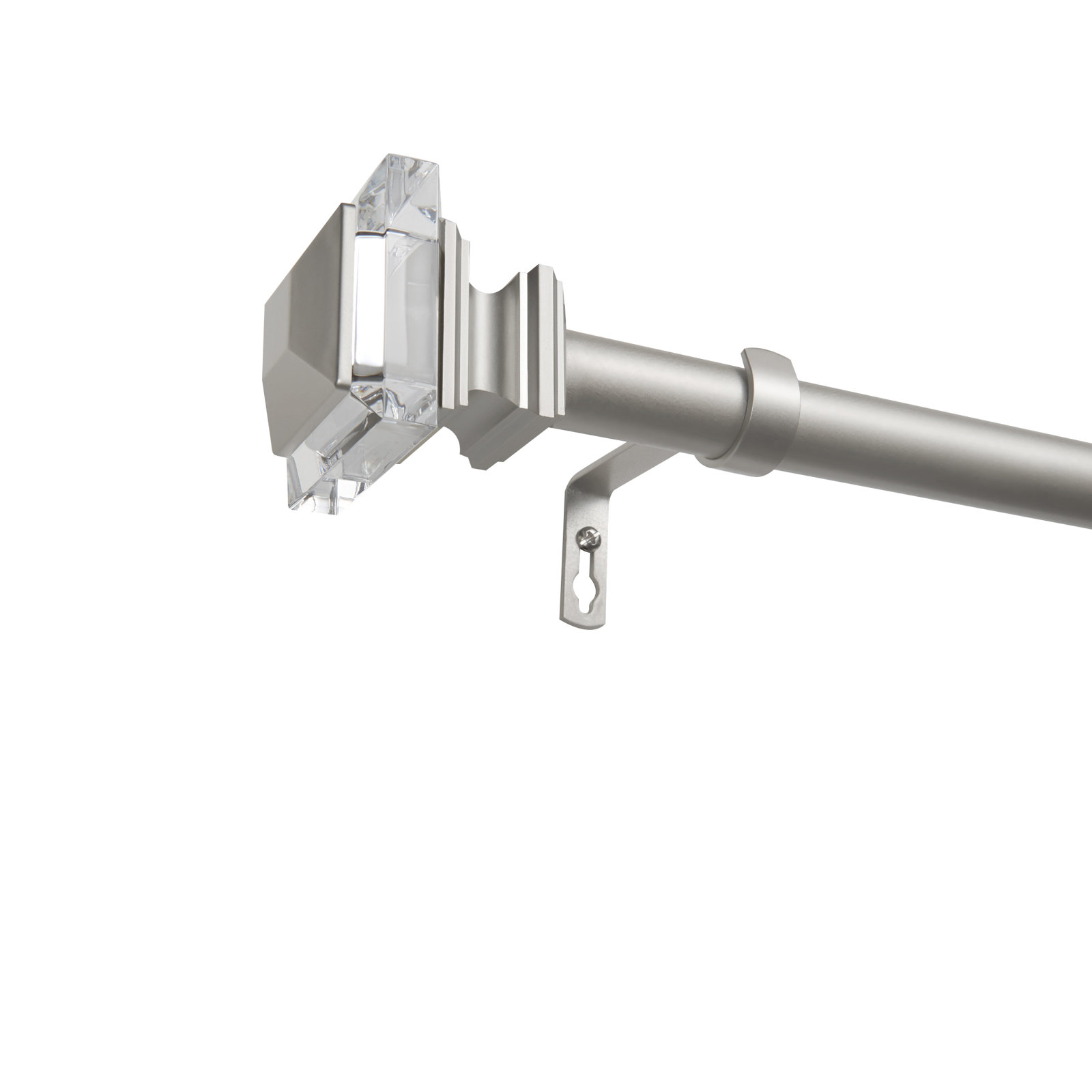 Illinois Single Curtain Rod, Matte Silver, 66" - 120" W