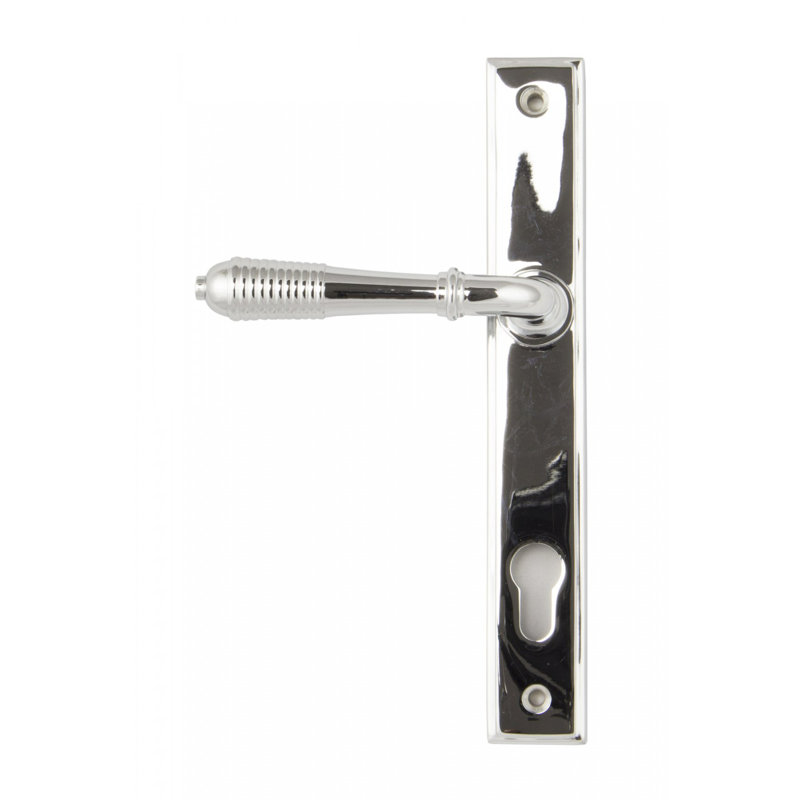 Reeded Lock Door Handle Kit, Polished Chrome