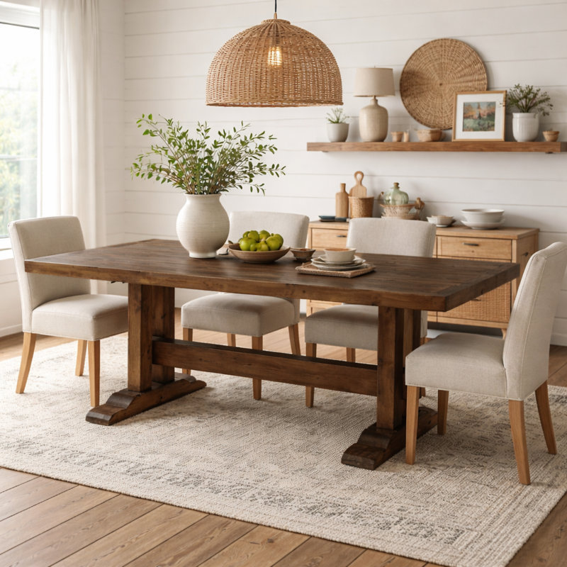 Khosrow Pine Solid Wood Dining Table