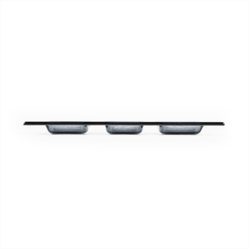 Glass Dinnerware 12.25" x 4" Rectangular Charcoal Glass Sectional Plate (Set of 2)