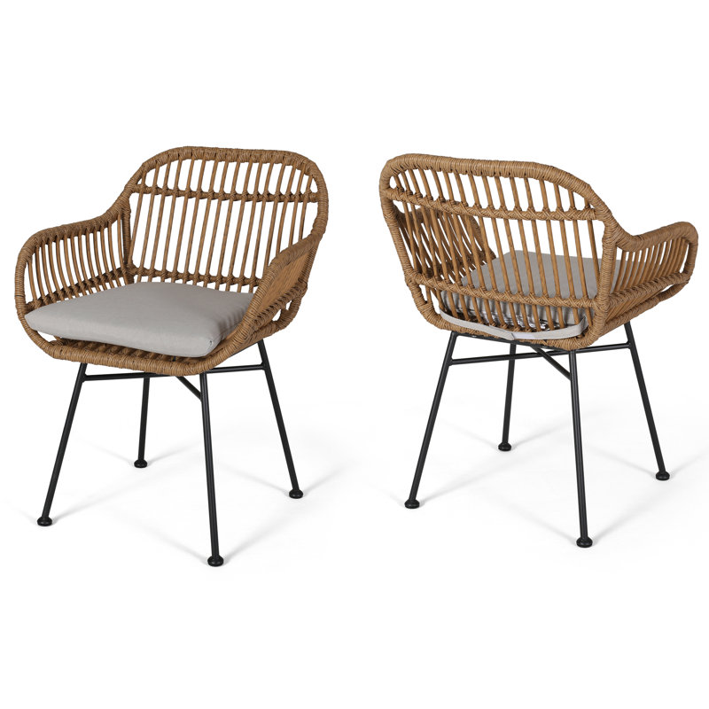 Chaise avec accoudoirs Jaxton, Brun clair