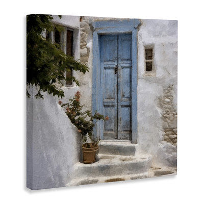 Blue Greek Door Canvas Wall Art by RileyB