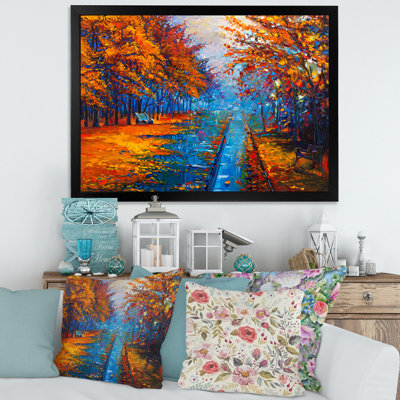 «Little Road Through Orange Autumn Landscape II», peinture sur toile