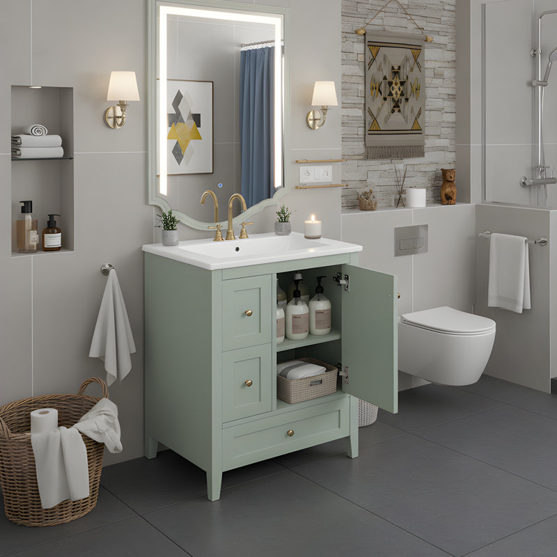 Meuble-lavabo 24 po avec lavabo, Vert