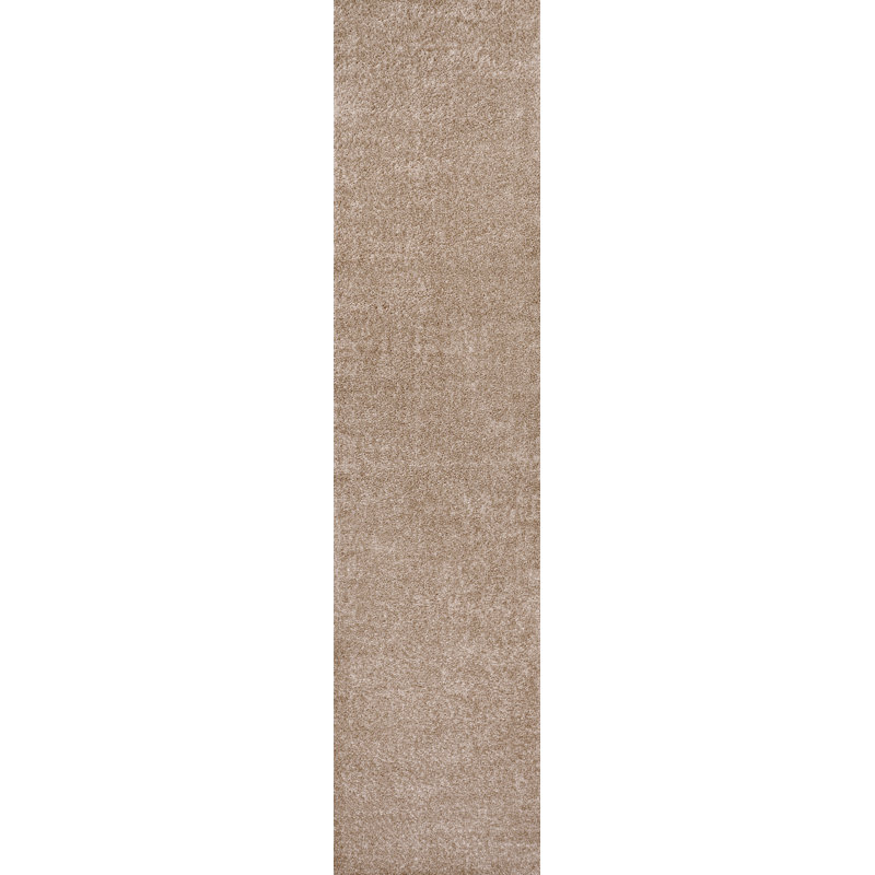 Asami Solid Low-Pile Beige Rug, Runner 2' x 10'
