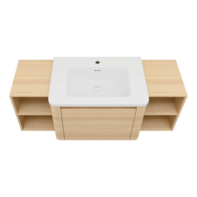 Meuble-lavabo mural avec lavabo en céramique blanche, 52"