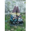 Statue couple de nain de jardin assis sur un banc