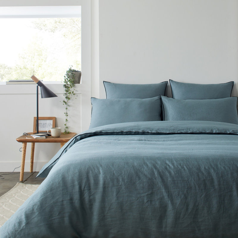 Dziedzic 100% Linen Solid Colour Duvet Cover, Green