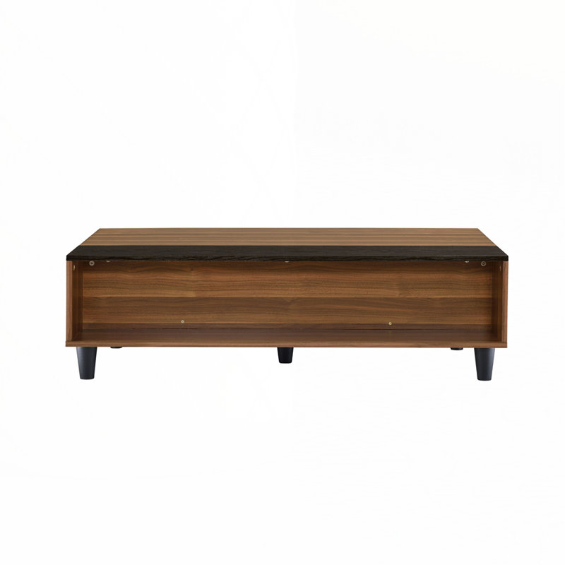 Table basse avec plateau en noyer et finition noire, H 21 po x L 24 po x l 47 po