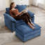 Fauteuil d'appoint surdimensionné en chenille avec repose-pieds-14780611