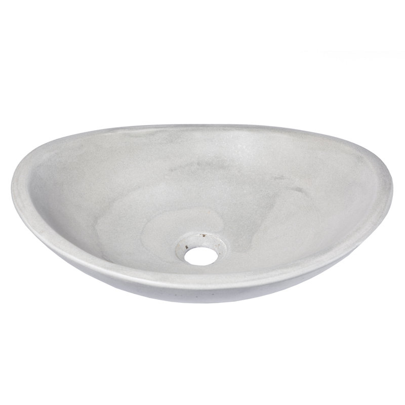 Eden Bath 13.8'' Concrete Oval Bathroom Sink, Light Gray