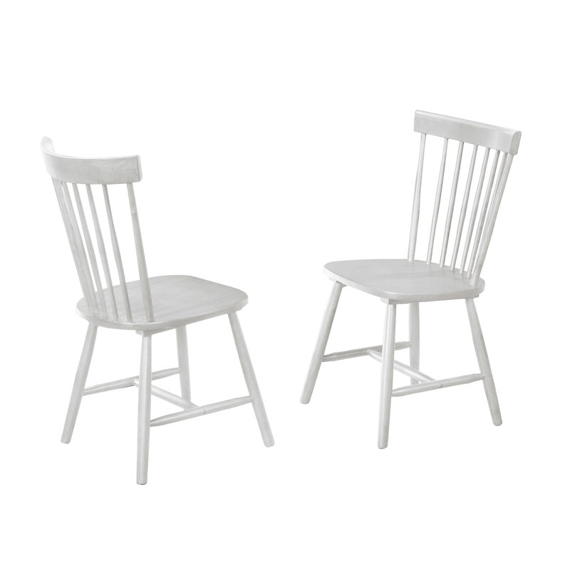 Chaises de salle à manger Windsor en bois massif (ensemble de 2), chaises de salle à manger traditionnelles avec siège arrondi, chaises de cuisine, blanc