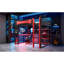 Lit mezzanine double en bois avec bureau, tablettes, prise de courant et ports USB / Type-C et lumière RVB, noir et rouge-134084833