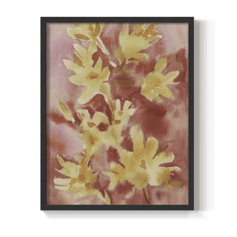 Reproduction encadrée «Ble donnant des fleurs I» - bois massif, H 15 po x l 12 po, Noir, noir, noir, noir