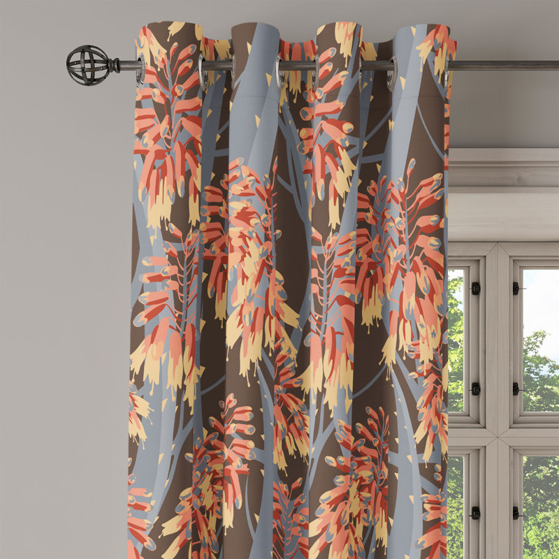 Rideau à œillets à motif floral rétro Red Barrel Studio® 50 po x 54 po, L 50 po x L 72 po
