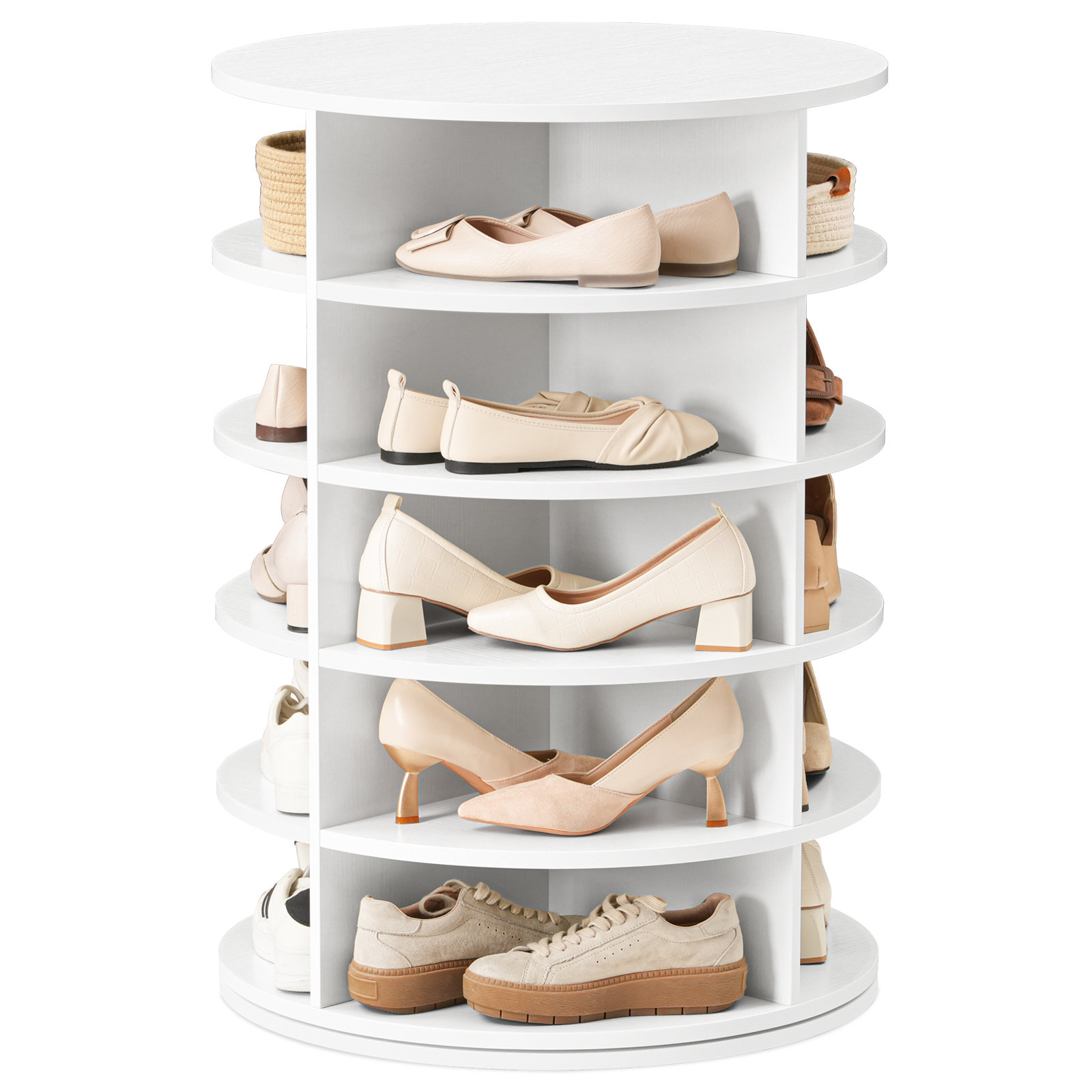 Latitude Run® 20 Pair Rotating Shoe Rack，Free Standing 360° Revolving ...