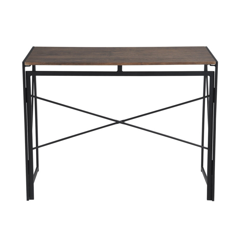 Arkham Metal Base Writing Desk, Dark Brown/Black