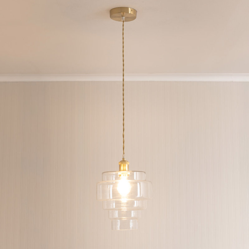1 - Light Pendant, Brushed Gold, Clear, Yes
