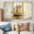 Toile avec cadre flottant or
