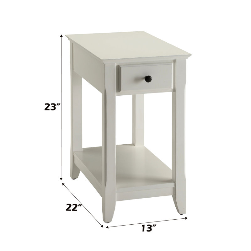 Rectangular Leg Table With Open Storage And Drawer In White Accent Shelf