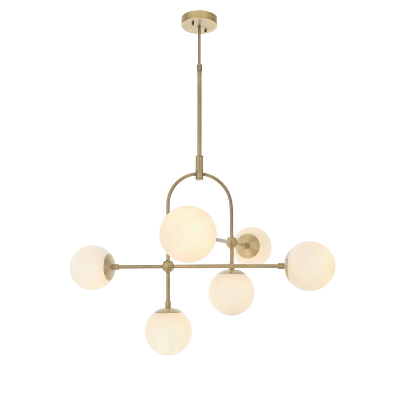 Impressive 6-Light Antique Brass Chandelier