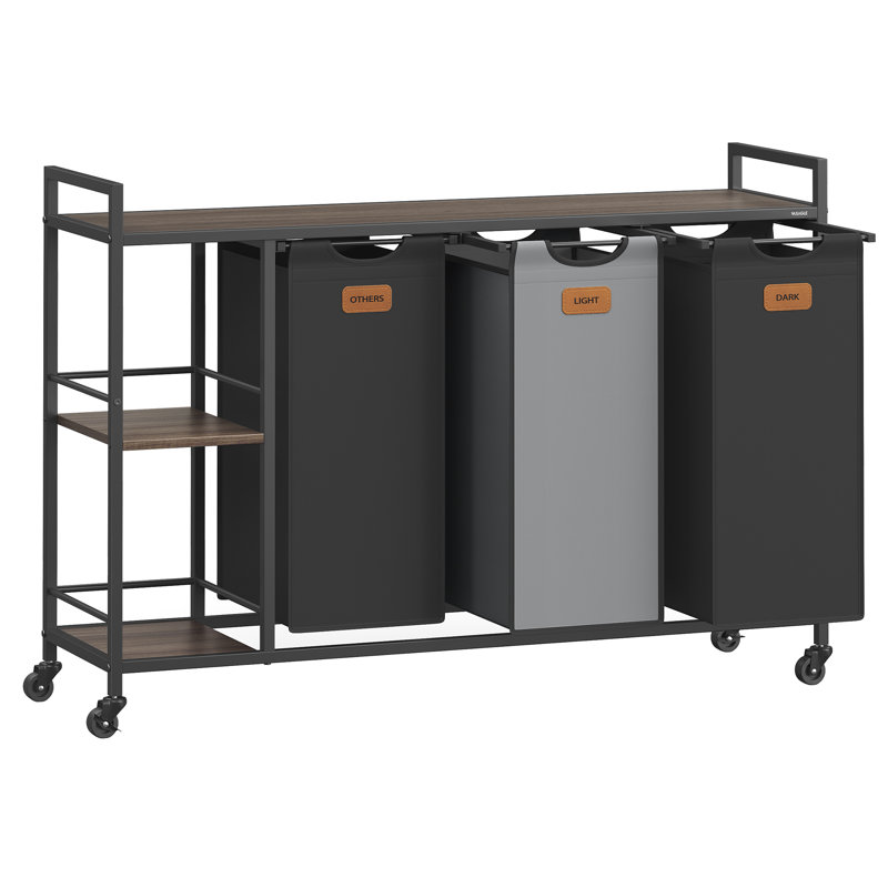 Metal Rolling Laundry Basket with Handles