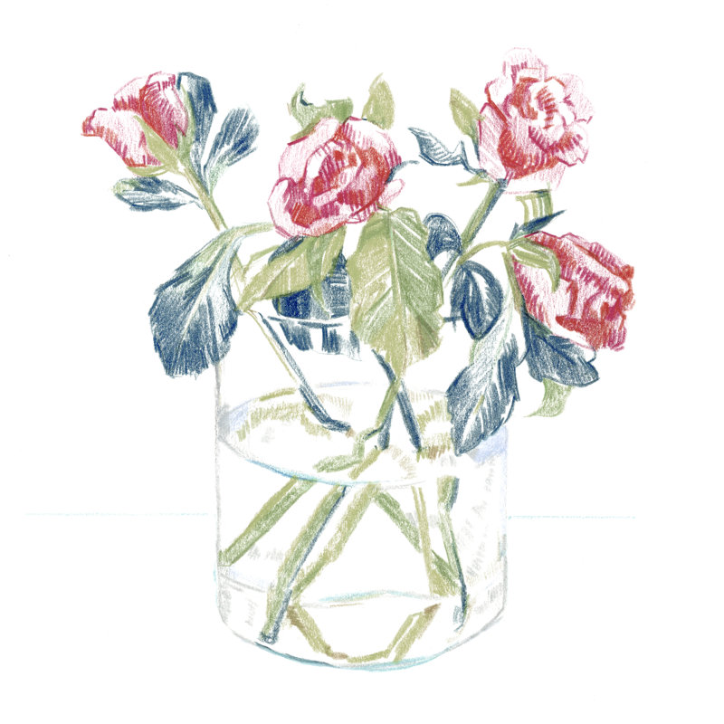 Hockney Roses II by Emma Caroline - Wrapped Canvas Painting, 91cm H x 91cm W