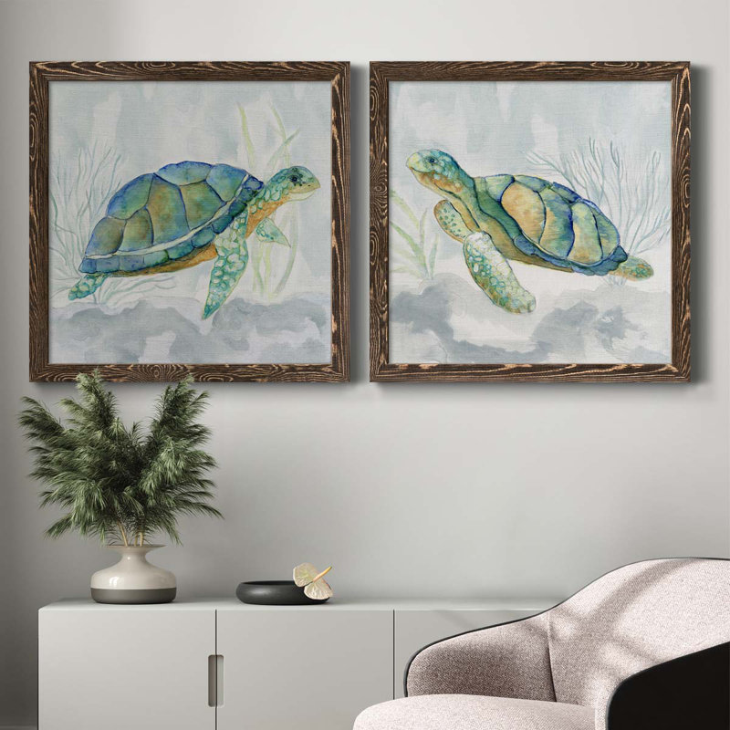 Ensemble de peinture sur toile 2 pièces, Cadre noyer, H 27,5 po x l 55 po x P 1,5 po
