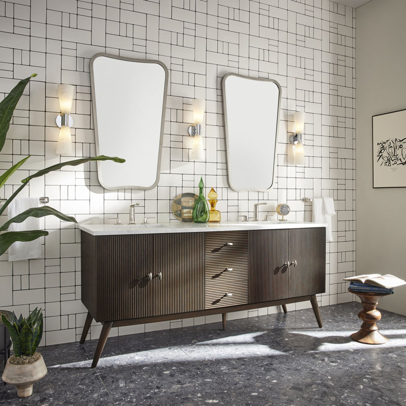 Wyndale Vanity And Quartz Stone Vanity Top, Brushed Pewter, Eternal Marquina, Dark Burnt Oak