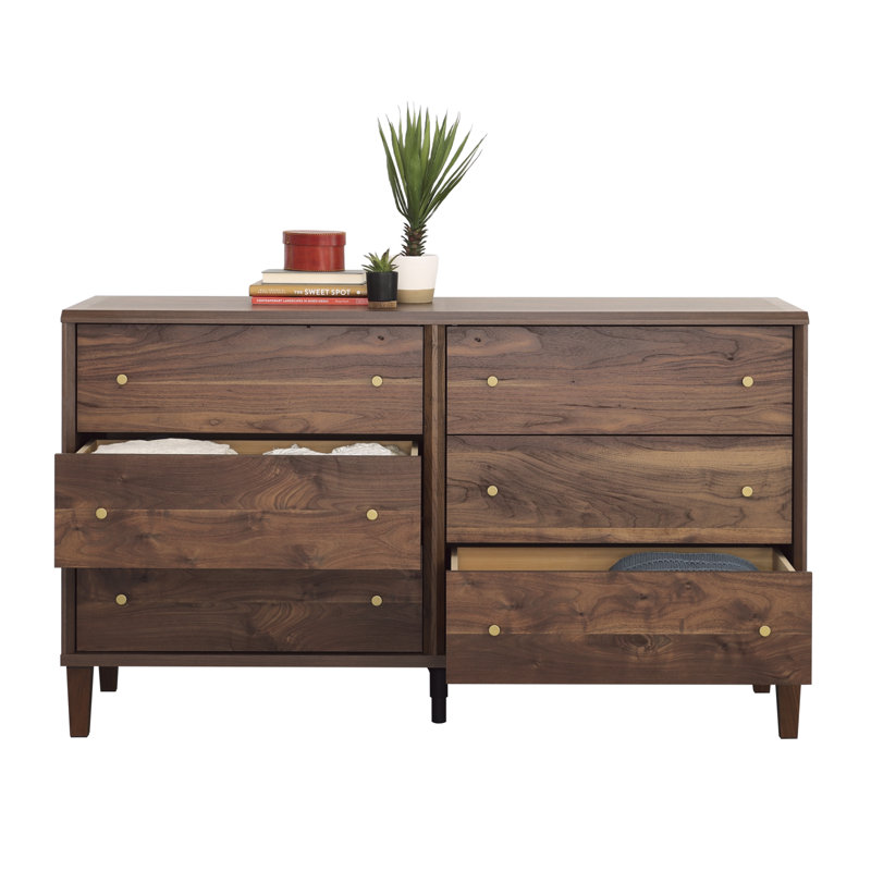Commode double 6 tiroirs l 59,05 po Harry Willow Place, Grand noyer