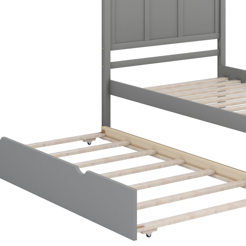 Lit plateforme avec lit gigogne, Gris