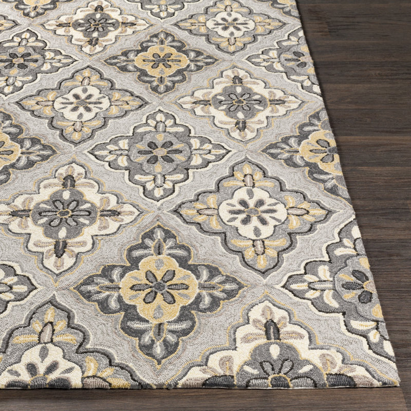Schmitt Hand Hooked Geometric Indoor / Outdoor Rug, Rectangle 3' x 5'