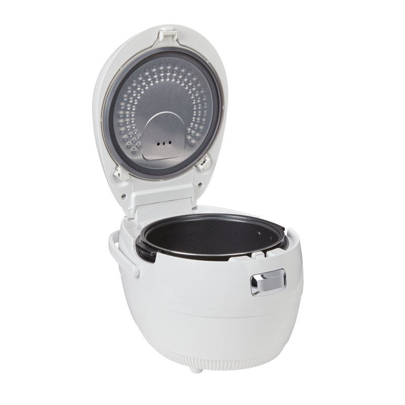 White 10-Cup Electric Stainless Steel Rice Cooker with Non-stick Pot
