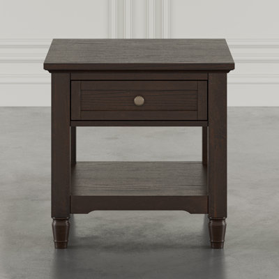 Grishe Modern Transitional 24" Square End Table with Drawer and Storage Shelf - Light Brown by Alcott Hill