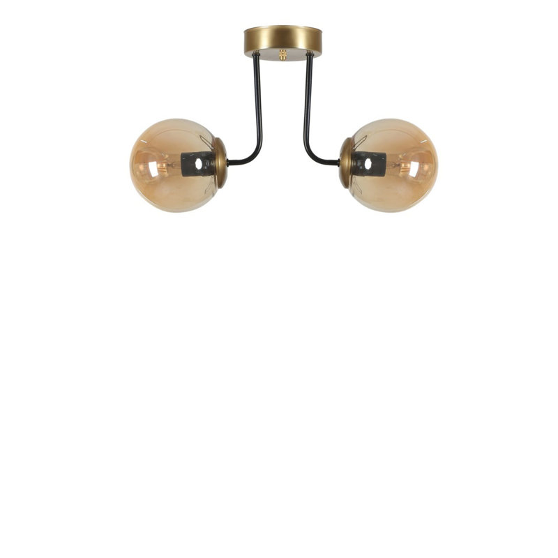 Élégant lustre ambre et doré, corps en métal, 15,7 po de diamètre x 11,8 po de hauteur totale | Douille E27, 40 W maximum, 220 à 240 V, IP20 | Parfait pour la salle à manger et les espaces de vie, luminaire élégant