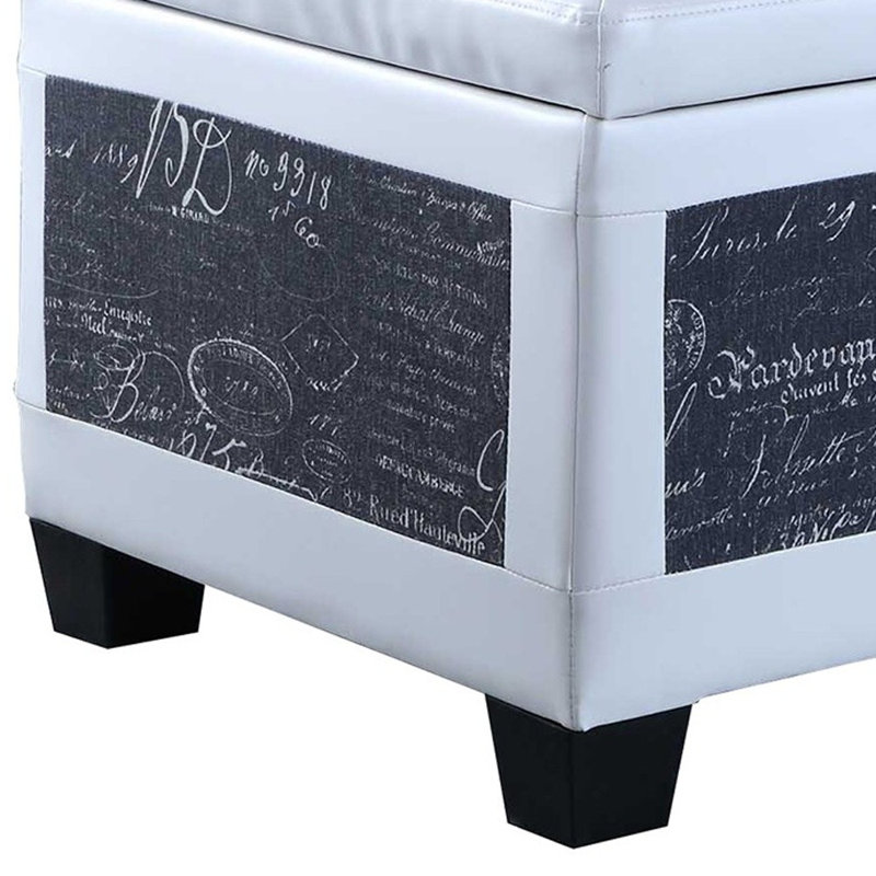 Upholstered Storage Bench, White