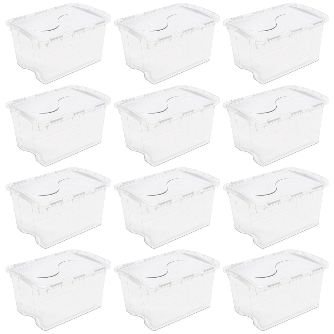 Sterilite 48 Qt Hinged Lid Storage Box Plastic Stackable Bin with Lid Sterilite Pack 