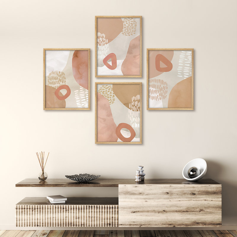 «Modern Abstract Pink Tan, Naturel, H 16 po x l 12 po