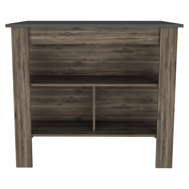 Cala Kitchen Island, Four Legs, Three Shelves - Onyx, Gray