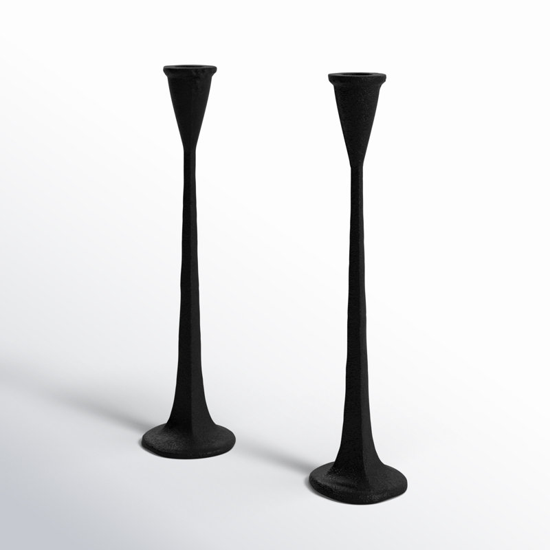 Iron Tabletop Candlestick, Black, 14.17" H x 2.95" W x 2.95" D