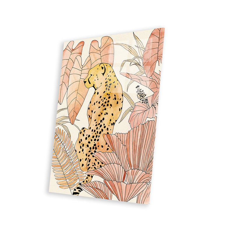 Blush Cheetah I, impression sur verre acrylique, H 24 po x l 16 po x P 0,25 po