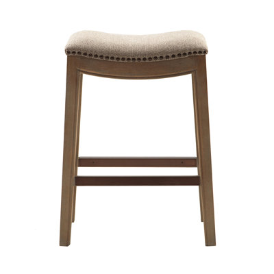 Tabouret de comptoir glamour avec garniture cloutée en cuivre