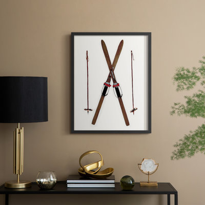 Vintage Skis Framed Print - Solid Wood