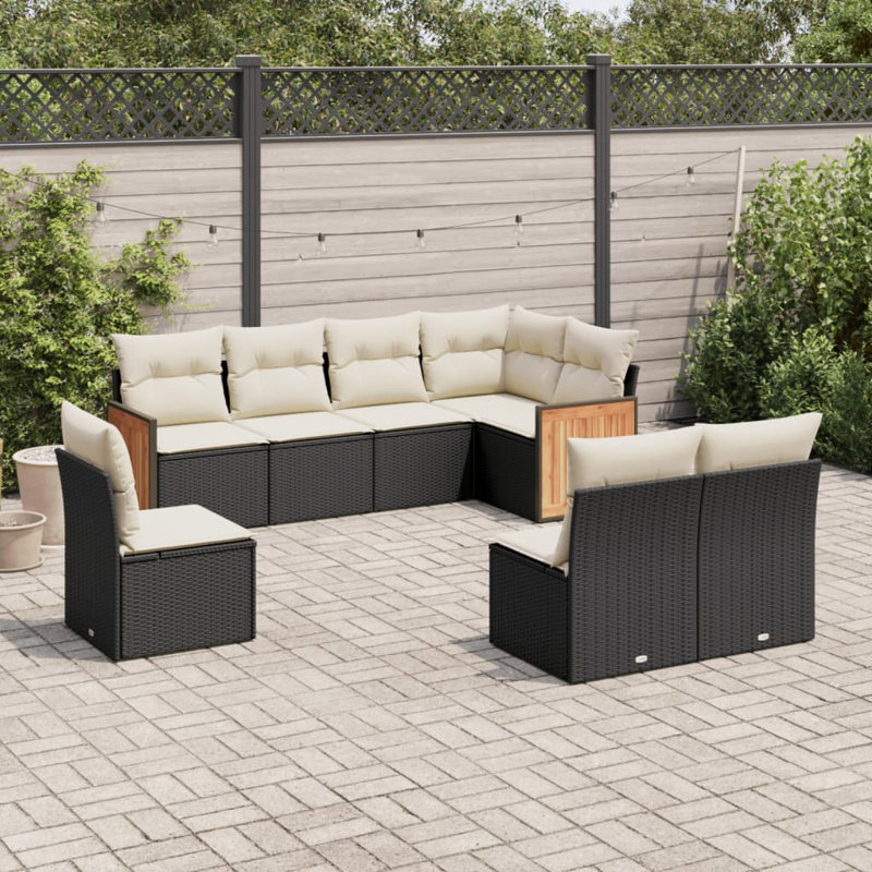 Ensemble de canapé de jardin Vidaxl noir, blanc crème