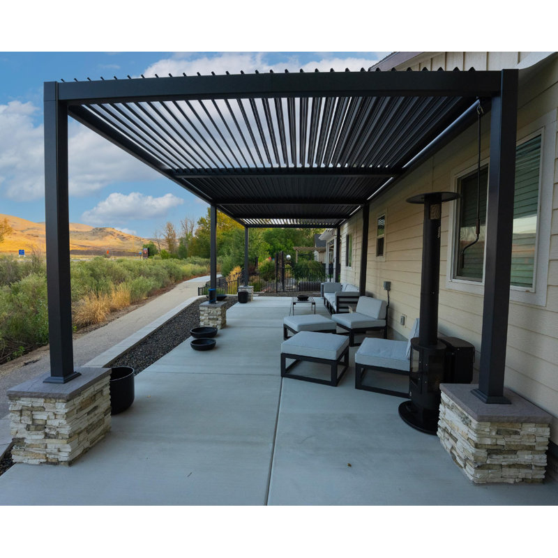 Aluminum Louvered Pergola, 92.58"H x 333.43"W x 136.30"D